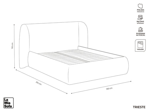 LaMiaSofa Bed met opbergruimte Trieste - chenille stof - bordeaux - 190x215x110