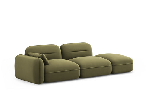 Cosmopolitan Design Rechte modulaire bank Sydney 3-zits, flueel, lichtgroen - 90x295x70cm