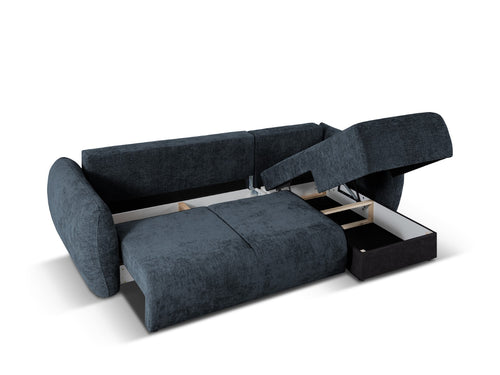 Cosmopolitan Design Converteerbare hoekbank rechts met opbergdoos Matera 4-zits, chenille, koningsblauw - 173x253x86cm