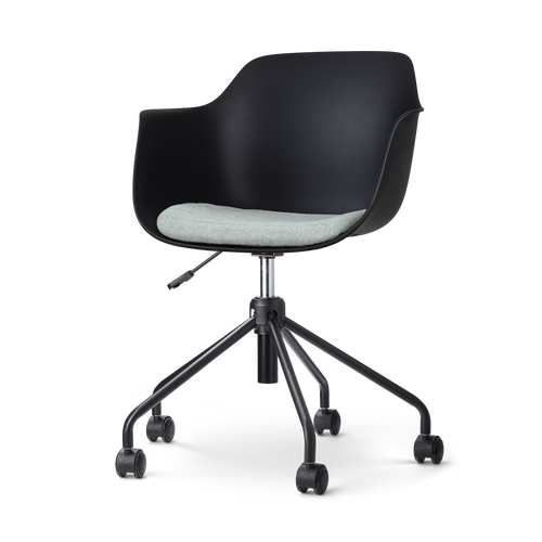 Nolon Nout-Liz Bureaustoel Zwart - Zacht Groen Kussen - Zwart Onderstel - vtwonen shop