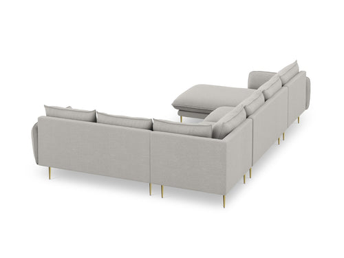 Cosmopolitan Design Panoramische hoekbank rechts Vienna 7-zits, structurele stof, lichtgrijs - 235x330x95cm