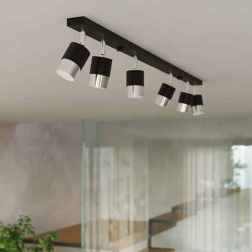 Sollux Lighting Plafondlamp NERO 4 zwart/chroom - 81x5x18cm