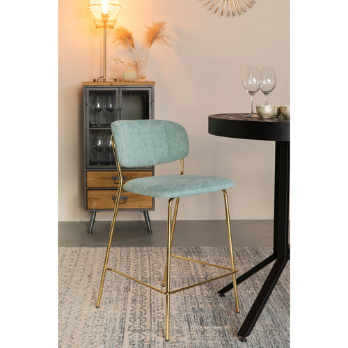 Housecraft Living Jolien Barkrukken rugleuning 65 cm Goud/ Lichtgroen - Set van 2