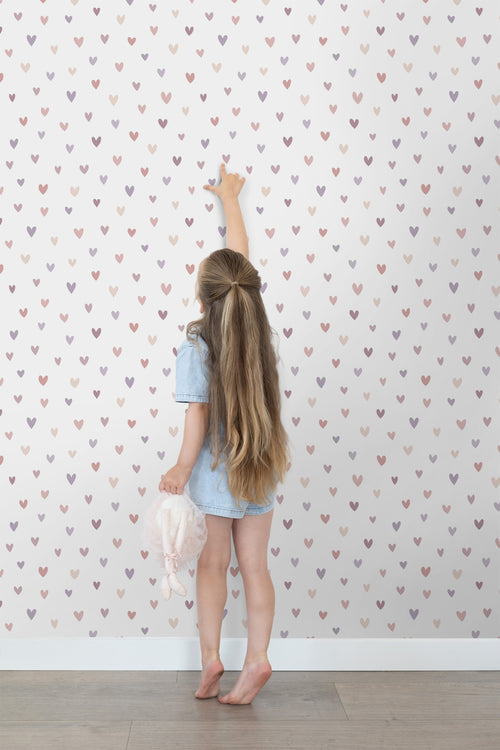 ESTAhome behang hartjes terracotta en lila paars - 53 cm x 10.05 m - 139754 - vtwonen shop