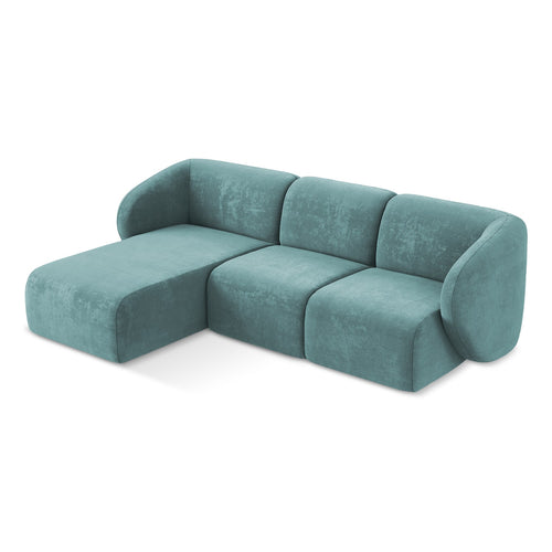 LaMiaSofa hoekbank links Cervo - chenille stof - jeans - 248x166x87
