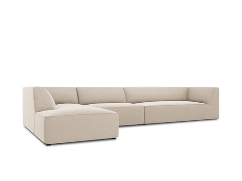 Micadoni linker hoekbank Ruby 5-zits, flueel, beige - 180x366x69cm
