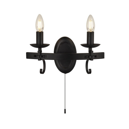 Searchlight CARTWHEEL - 2 Light Candle Wandlamp - Zwart
