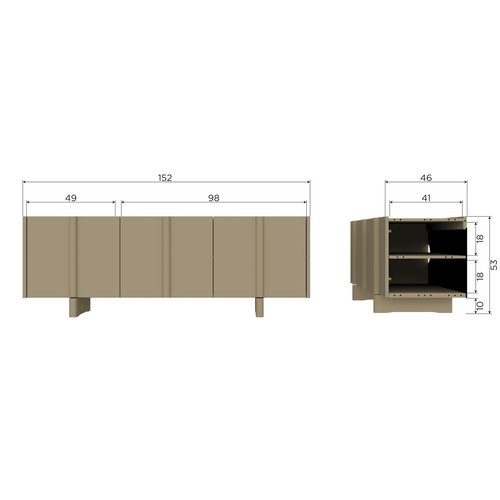 WOOOD tv-meubel Basu - Grenen - Moss - 53x152x46