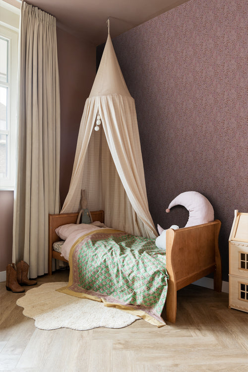 ESTAhome behang bloemetjes oudroze en aubergine paars - 53 cm x 10.05 m - 131129 - vtwonen shop