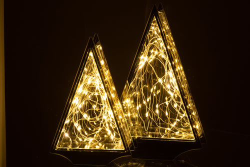 J-Line decoratie kerstboom Driehoek - glas - goud - large - LED lichtjes - vtwonen shop