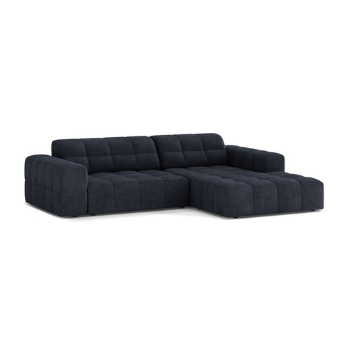 Cosmopolitan Design - Rechter hoekbank Chicago 3-zits, chenille marineblauw - 167x234x78cm