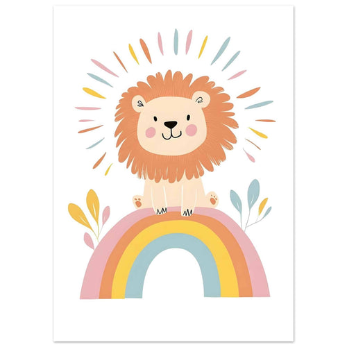 Artfulprints  Leeuw op de regenboog   poster 50x70 cm - vtwonen shop