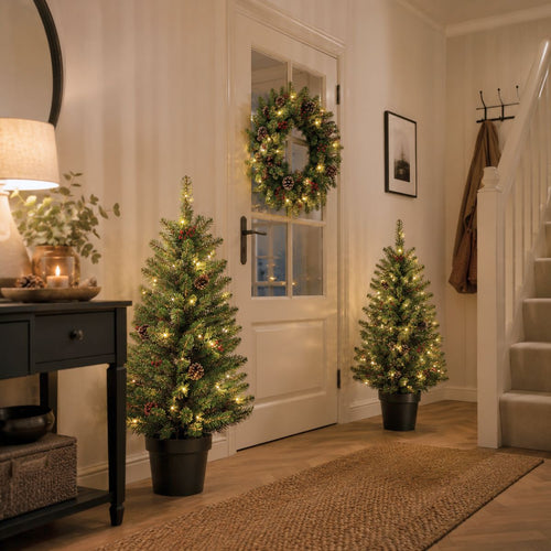 Black Box Trees Creston Kunstkerstboom met Verlichting - Kerstboom H90 x Ø50 cm - Kunstboom in Pot - Groen