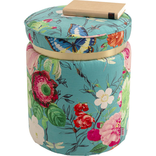 Kare Design Kruk Flower Fever Ø39cm blauw