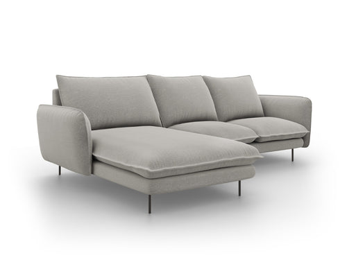 Cosmopolitan Design linker hoekbank Vienna 5-zits, structurele stof, lichtgrijs - 170x255x95cm