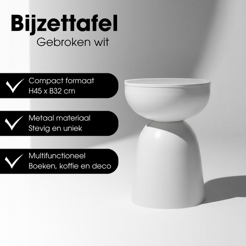 Mica Decorations Elliot Bijzettafel - Bijzettafel Rond H45 x Ø32 cm - Bijzettafeltje voor Woonkamer of Slaapkamer - Ideaal als Plantentafeltje - IJzer