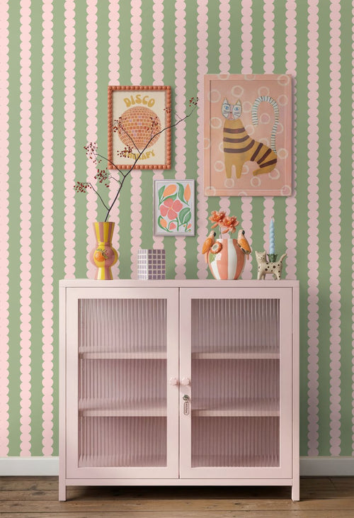 ESTAhome behang grafische print licht roze en groen - 0.53 x 10.05 m - 132138