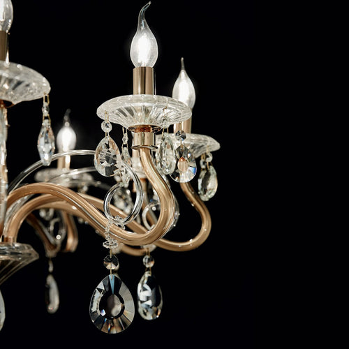 Ideal Lux Negresco - Kroonluchter met 10 lichtpunten, gouden afwerking, E14