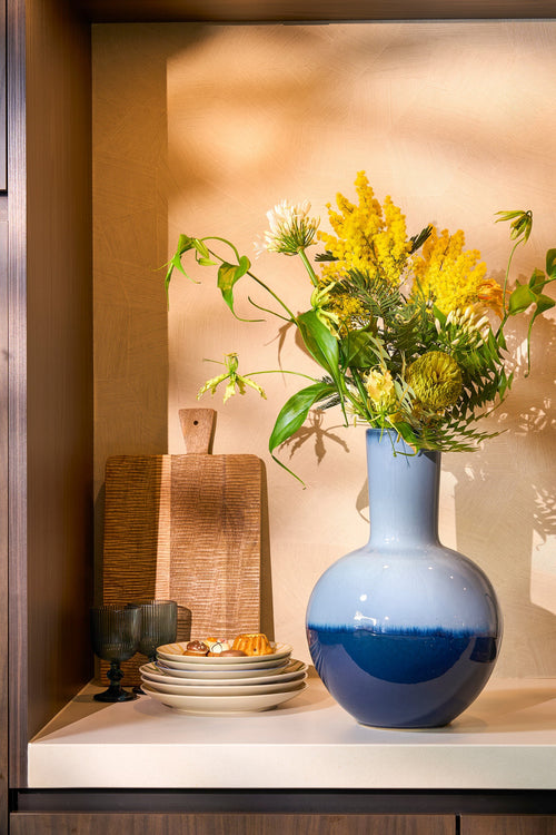 Mica Decorations Holm Vaas - H42 x Ø29 cm - Keramiek - Blauw - vtwonen shop