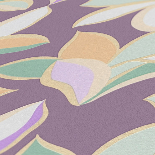 Livingwalls behang bloemmotief , oranje, groen, wit en goud - 53 cm x 10.05 m - AS-389082 - vtwonen shop