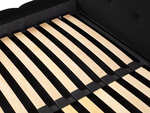 Cosmopolitan Design Opbergbed met dubbel hoofdbord Bali 140x200cm, flueel, zwart - 230x200x100cm