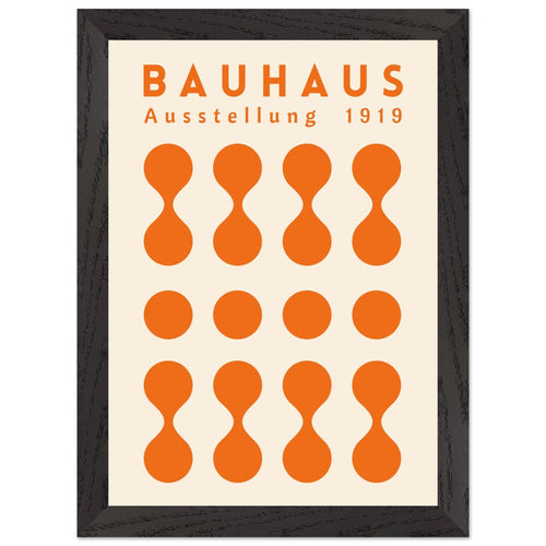 Artfulprints Poster met Lijst Bauhaus - Ausstellung orange   - A4 21x29.7 cm - Oranje