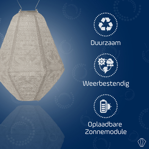 Lumiz solar lampion - marrakesh can - 30 cm - licht taupe - vtwonen shop