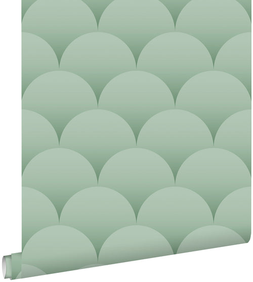 ESTAhome behang art deco motief vergrijsd groen - 50 x 900 cm - 139466