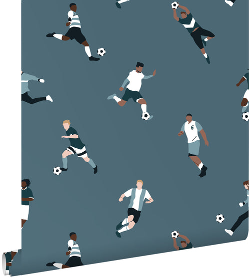ESTAhome behang voetbalspelers donkerblauw - 50 x 900 cm - 131556