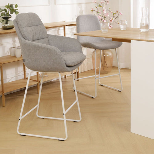 Nolon Nino-Mia Barkruk Grijs - met Armleuning - Wit - 75 cm - vtwonen shop