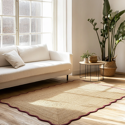 Mrcarpet Jute vloerkleed scallop wafelstructuur naturel/roest 160x230cm - vtwonen shop