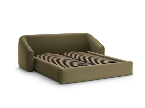 Cosmopolitan Design Opbergbed met hoofdeinde Campi 200x160cm structurele stof groente - 230x228x80cm