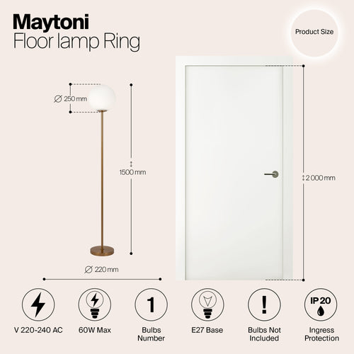 Maytoni - Vloerlamp Ring - Messing - Ø25 - vtwonen shop