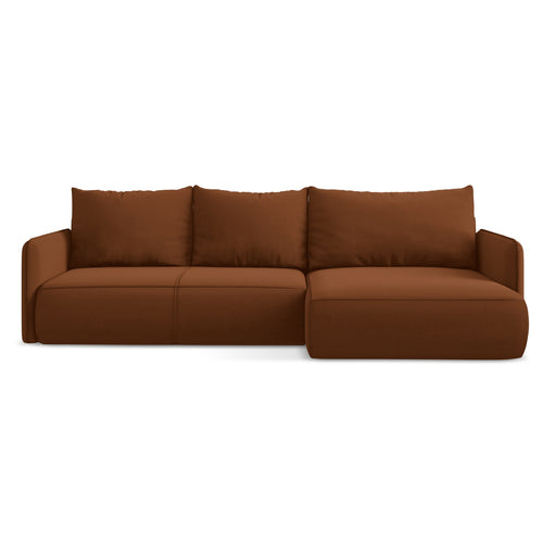 LaMiaSofa hoekbank rechts Palermo - velours - terracotta - 240x148x86
