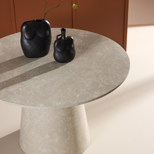 Nest living Trude Houten Eettafel Beige Marmerlook - Ø 120 cm - vtwonen shop