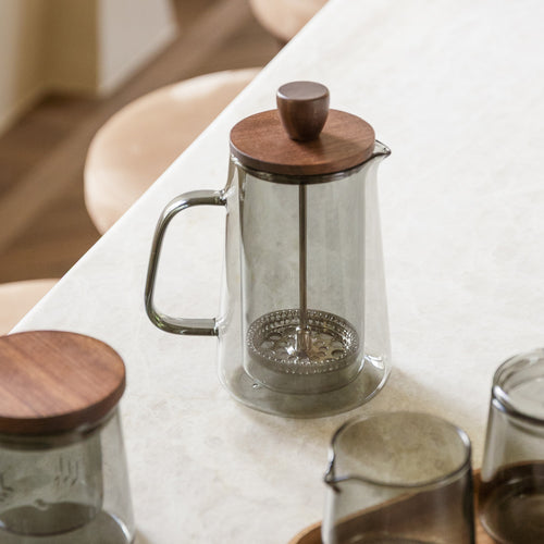 S|P Collection - Koffiepot 35cl met glazen filter en deksel grijs Luma