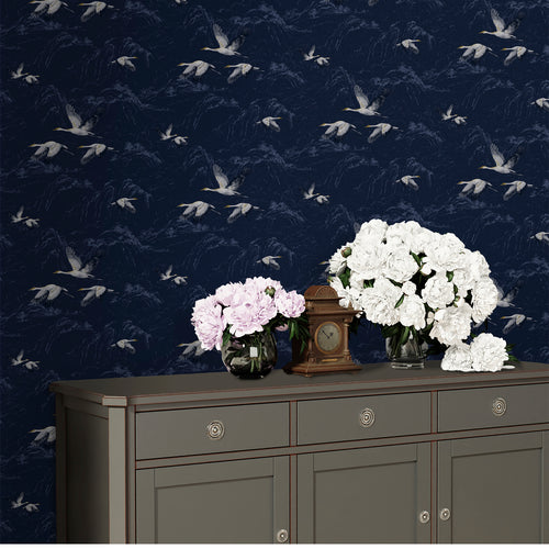 Laura Ashley Vliesbehang - Animalia Midnight - 10mx52cm - vtwonen shop