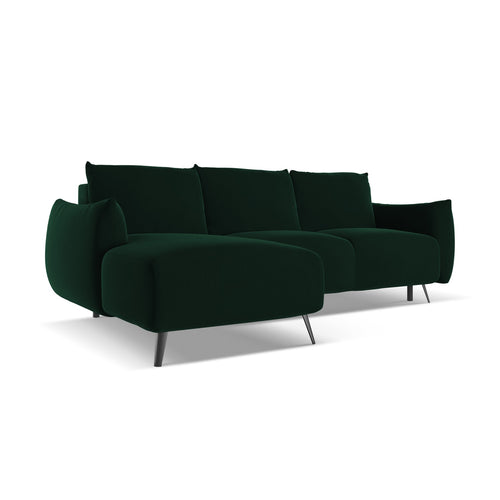 LaMiaSofa hoekbank links Genova - velours - flessengroen - 242x162x86