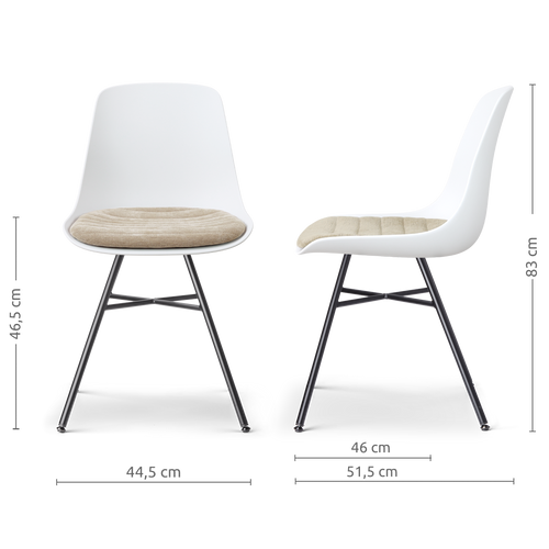 Nolon Noa-Liv eetkamerstoel wit met nougatbruin zitkussen - zwart onderstel
