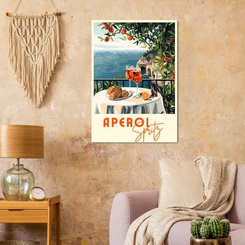 Artfulprints Poster met Lijst Aperol Spritz - Cocktail with a view   - 30x40 cm - Meerkleurig