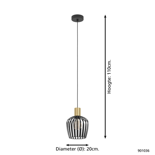 EGLO hanglamp Empoli - ø 40 cm - e27 - 1-lichts - metaal - zwart/goud - vtwonen shop