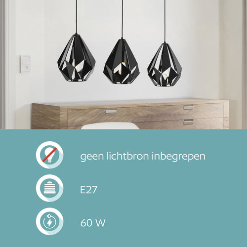 EGLO hanglamp Carlton 5 - e27 - 80,5 cm - zwart