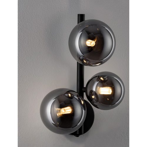Nova Luce ODILLIA Bolvormige wandlampen, rookkleurig, matzwart, LED G9 3x5W