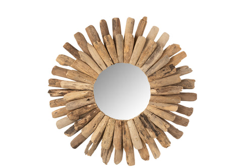 J-Line spiegel Rond - hout - naturel - large - Ø 70 cm - vtwonen shop