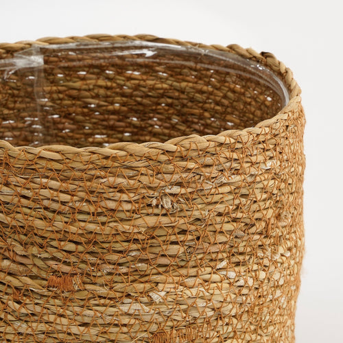 Mica Decorations Atlantic Plantenmand - Set van 2 - H20 x Ø20 cm - Zeegras - Lichtbruin - vtwonen shop