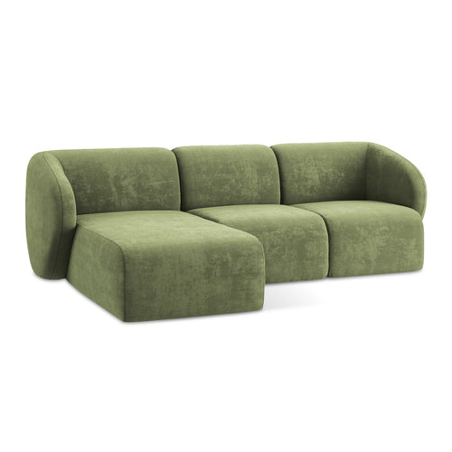 LaMiaSofa hoekbank links Cervo - chenille stof - groente - 248x166x93