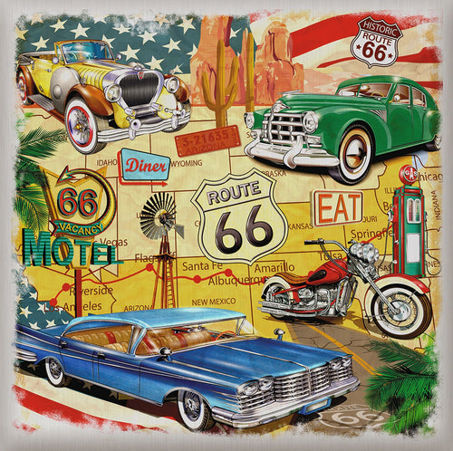 Sanders & Sanders muursticker vintage auto's geel, groen en blauw - 30 x 30 cm - 600331 - vtwonen shop