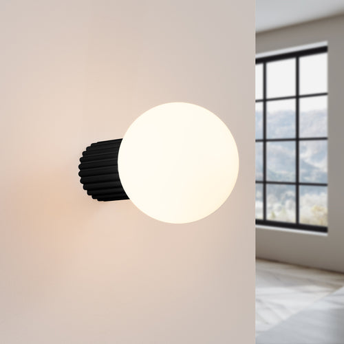 Sollux Lighting Wandlamp HALO zwart IP44 - 12x17x12cm