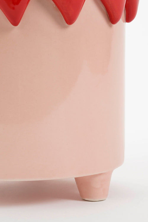 Mica Decorations Bloempot met Hartjes - H18 x Ø21 cm - Dolomiet - Roze, Rood - vtwonen shop