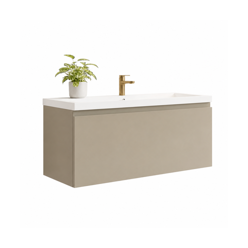 LOMAZOO badkamermeubel Modena - zwevend - wit - greige - 100 cm